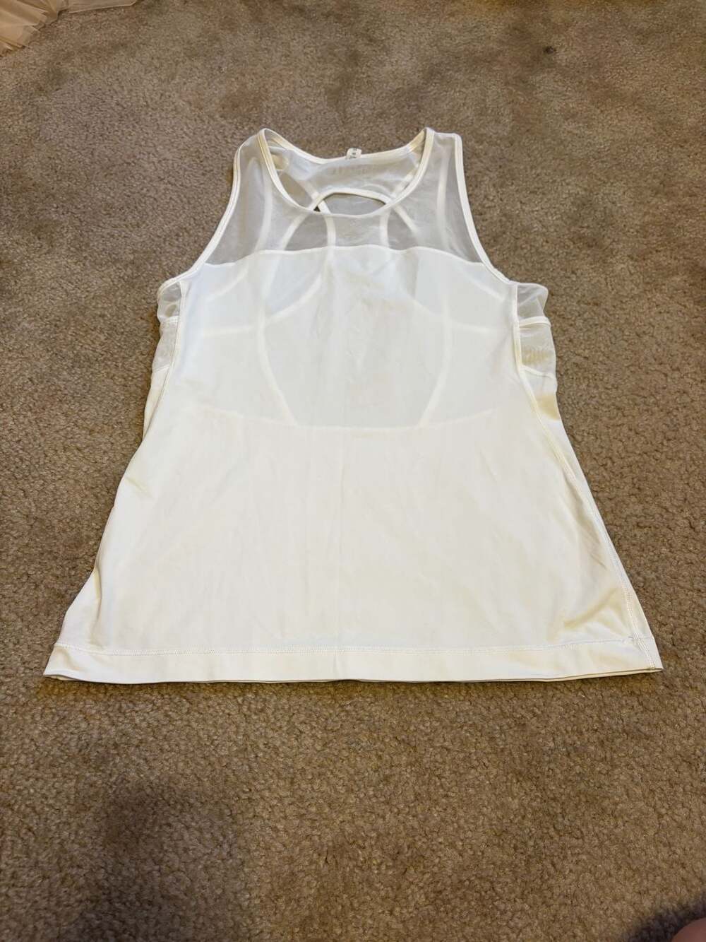 Lululemon Home Stretch White Mesh Racerback Tank Top Size 8